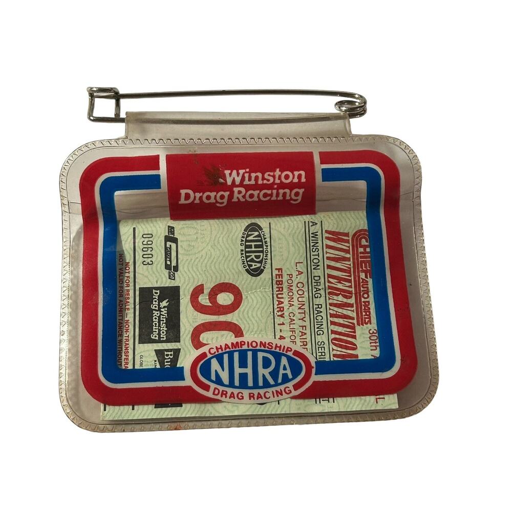 Vtg 1990 NHRA Winternational Hot Rod Winston Drag Racing Ticket Stub w/Holder